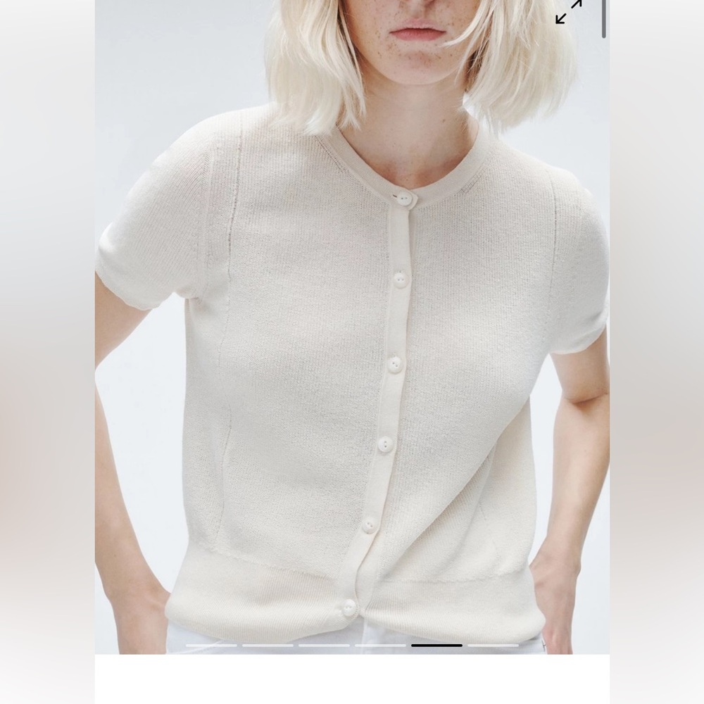 NWT Rag & Bone Dina classic crew neck cardigan in cream sz L